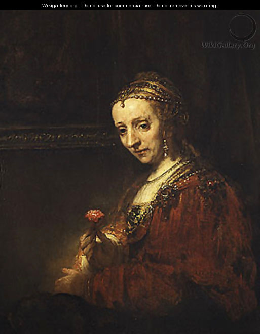 Woman with a Pink early 1660s - Harmenszoon van Rijn Rembrandt
