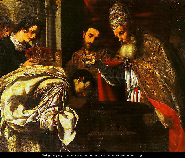 St Silvester Pope Beptises the Emperor Constantine - Jacopo Vignali