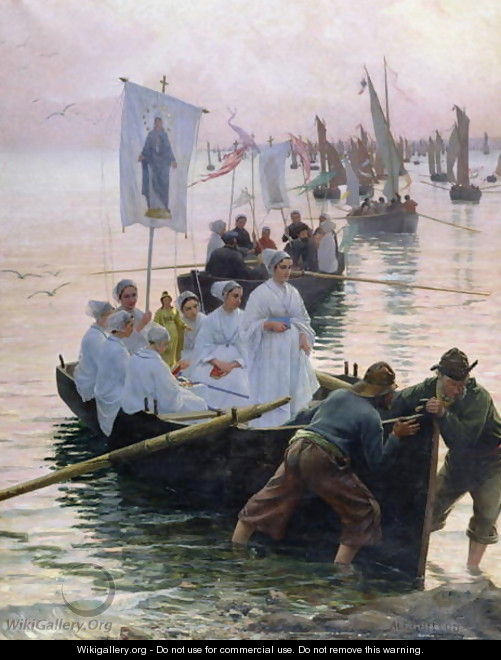 The Arrival of the Procession of St Anne from Fouesnant to Concarneau 1887 - Alfred Guillou