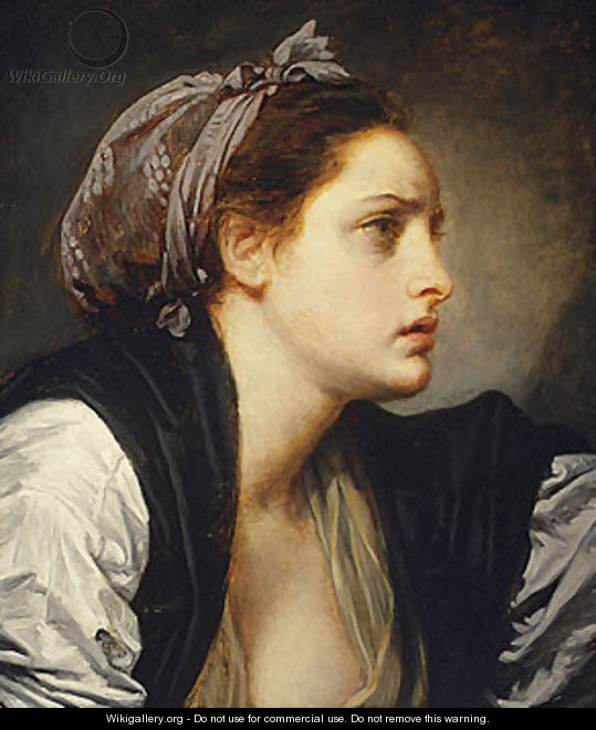 Study Head of a Woman - Jean Baptiste Greuze