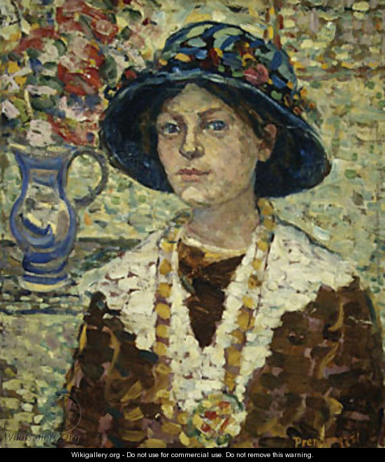 Portrait of a Girl with Flowers - Maurice Brazil Prendergast