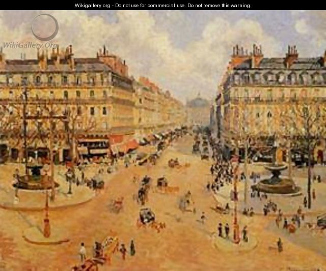 Avenue de l Opera Place du Thretre Francais Misty Weather 1898 - Camille Pissarro