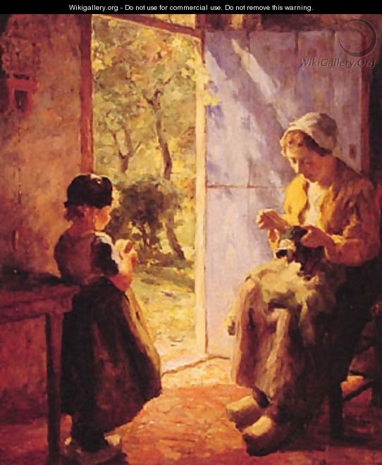 The Sewing Lesson - Evert Pieters