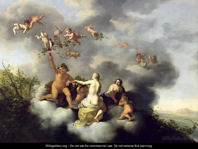 Ceres Bacchus Venus and Cupid - Cornelis Van Poelenburgh