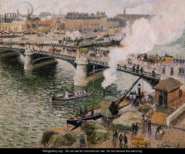 The Boieldiu Bridge rouen Damp Weather 1896 - Camille Pissarro