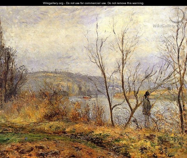 The Banks of the Oise Pontoise (aka Man Fishing) 1878 - Camille Pissarro