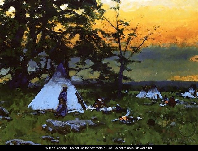 Indian Encampment Montana - Gilbert Gaul