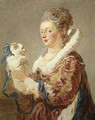 Portrait of a Woman with a Dog - Jean-Honore Fragonard