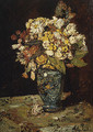 Flowers in a Blue Vase - Adolphe Joseph Thomas Monticelli