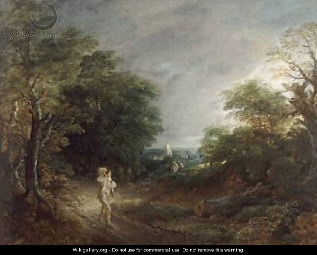 Wooded Landscape with a Woodcutter 1762 63 - Thomas Gainsborough