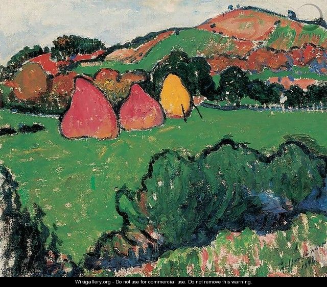 Landscape at Nagybanya with Haystacks 1915 - Robert King
