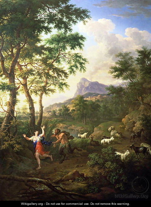 An Arcadian Landscape with Pan and Syrinx - Jacob De Heusch
