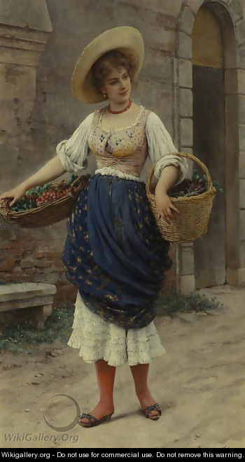 Young Beauty with Fruit Basket 1900 - Eugene de Blaas