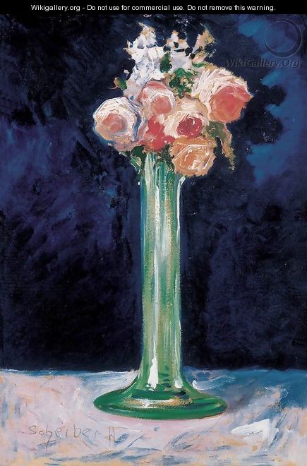 Roses in a Green Vase c 1900 - Gyula Batthyany