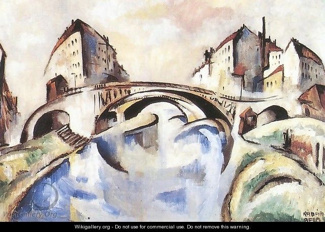 Cityscape with Bridge 1910s - Aurel Bernath