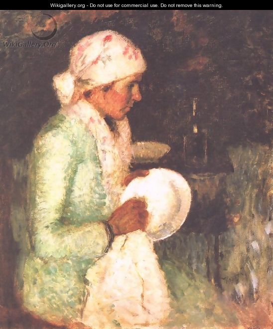 Woman Drying a Plate 1919 - Jeno Remsey