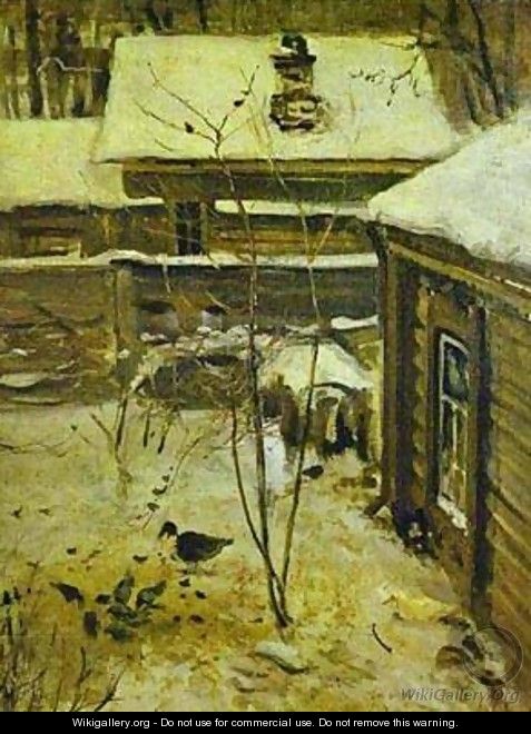 Yard Winter1870s - Alexei Kondratyevich Savrasov