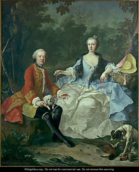 Count Giacomo Durazzo in the Guise of a Huntsman with His Wife probably early 1760s - Martin II Mytens or Meytens