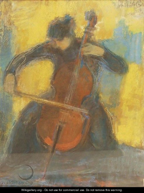 Woman Playing Violoncello 1957 - Oszkar Glatz