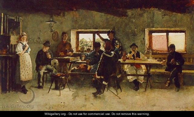 Carousing in the Tavern 1888 - Simon Hollosy