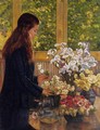 Young Girl with a Vase of Flowers Date unknown - Theo Van Rysselberghe