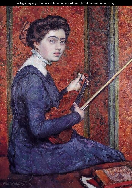 Woman with Violin (aka Portrait of Rene Druet) 1910 - Theo Van Rysselberghe