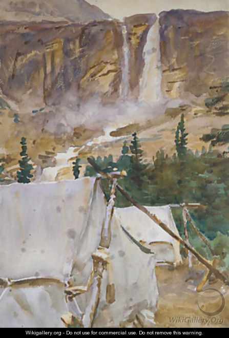 Camp and Waterfall 1916 - John Singer Sargent