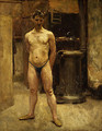 A Male Model Standing before a Stove - John Singer Sargent
