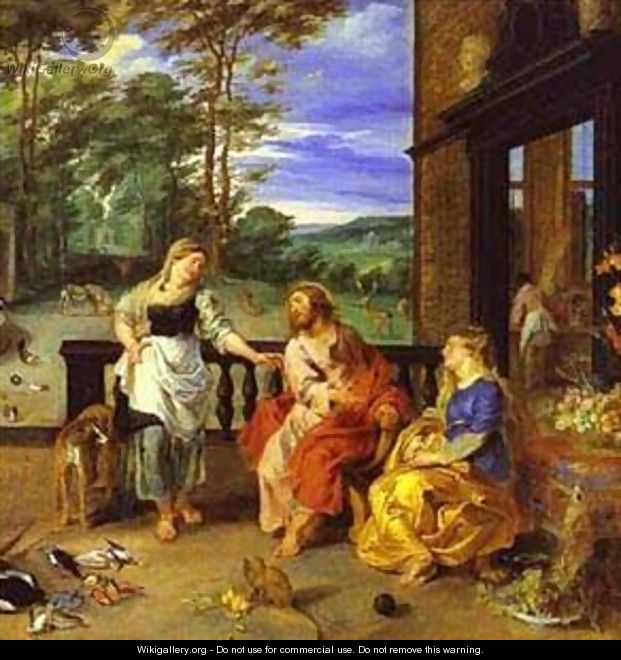 Jan Bruegel-The Younger And Peter Paul Rubens Christ In The House Of Martha And Mary 1628 2 - Peter Paul Rubens
