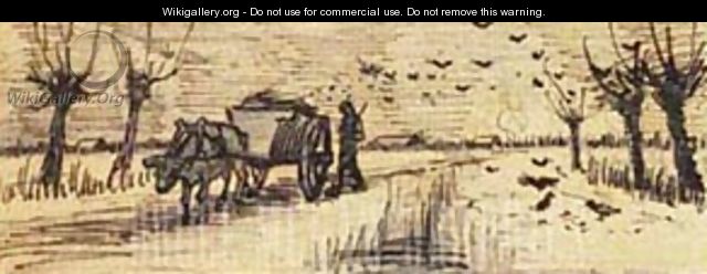 Ox Cart In The Snow - Vincent Van Gogh