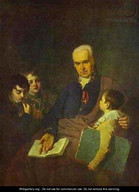 Portrait Of Ki Golovachevsky And The Younger Pupils Of The Academy 1811 - Aleksei Gavrilovich Venetsianov
