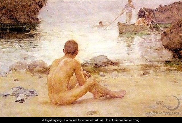 Seated Nude on a Beach 1900 - Henry Scott Tuke