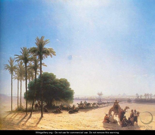 Caravan in oasis Egypt - Ivan Konstantinovich Aivazovsky