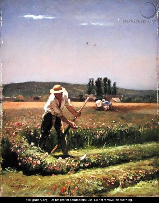 A peasant mowing - Charles Émile Jacque