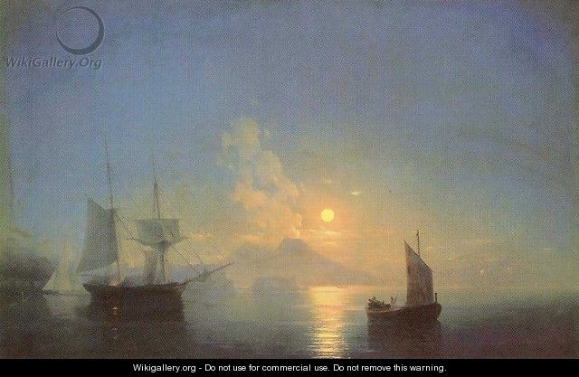 The Bay of Naples by Moonlight - Ivan Konstantinovich Aivazovsky