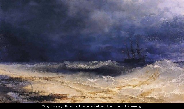 stormy sea ship. Ship in a Stormy Sea off the