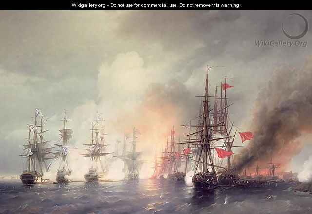 Russian Turkish Sea Battle of Sinop on 18th November 1853 - Ivan Konstantinovich Aivazovsky