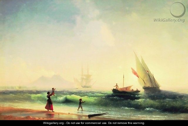 Meeting of a fishermen on coast of the bay of Naples - Ivan Konstantinovich Aivazovsky