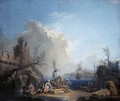 Seascape with Fisherman on a Rocky Shore - Pierre-Jacques Volaire