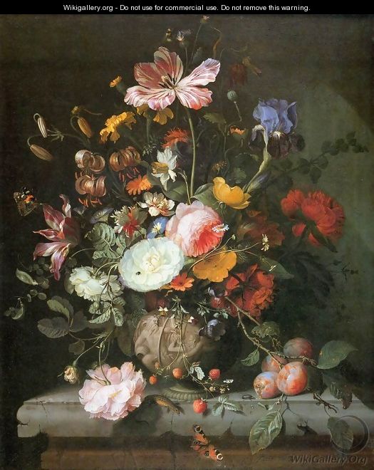 Flowers in a Stone Vase - Jacob van Walscapelle