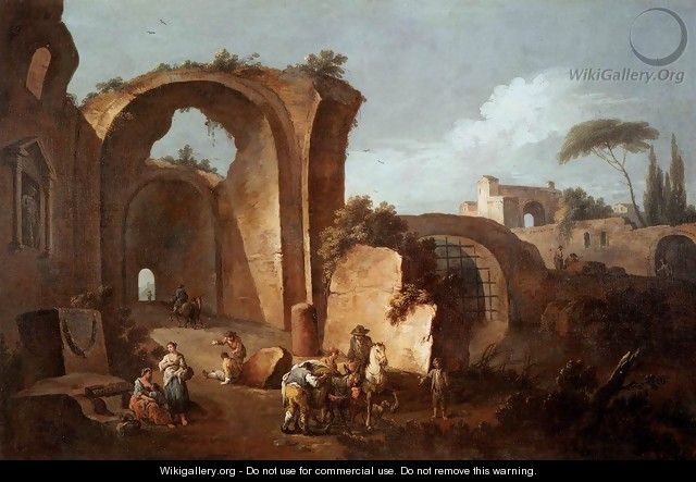 Landscape with Ruins and Archway - Giuseppe Zais