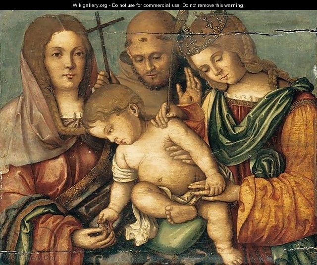 The Christ Child between Sts Catherine, Francis and Elizabeth of Hungary 2 - Francesco Da Cotignola (see Zaganelli, Francesco di Bosio)