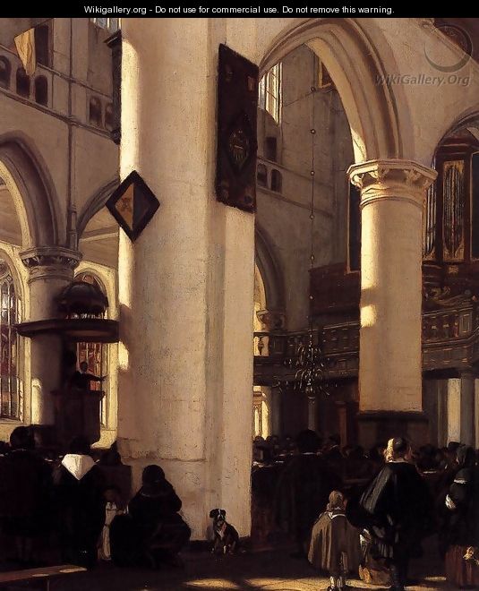 Interior of a Protestant Gothic Church (detail) - Emanuel de Witte