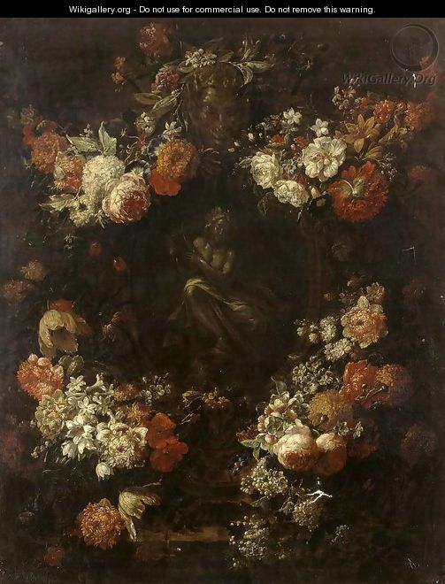 Apollo the Kithara Player Framed with a Garland of Flowers - Gaspar-pieter The Younger Verbruggen