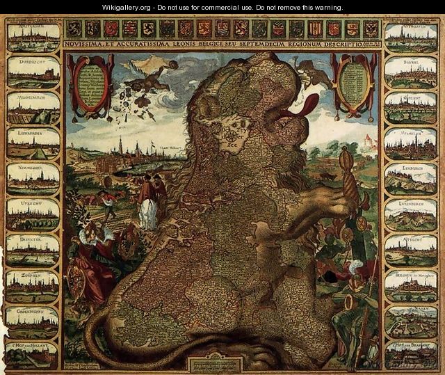 Lion Map (Leo Belgicus) - Nicolaes (Claes) Jansz Visscher