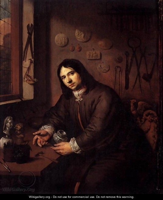 Portrait of a Silversmith in His Workshop - Dutch Unknown Masters