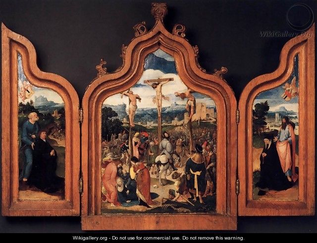 Triptych with the Crucifixion and Donors - Dutch Unknown Masters