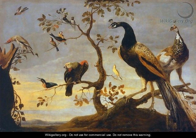 Group of Birds Perched on Branches - Frans Snyders