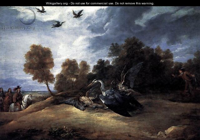 Heron Hunting with the Archduke Leopold Wilhelm - David The Younger Teniers