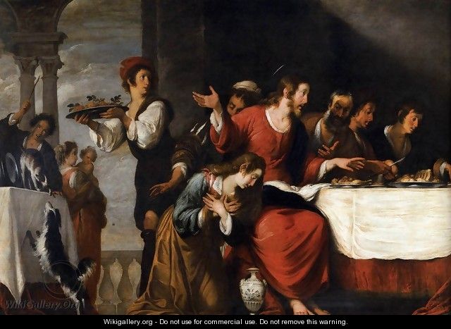 Banquet at the House of Simon (detail) - Bernardo Strozzi